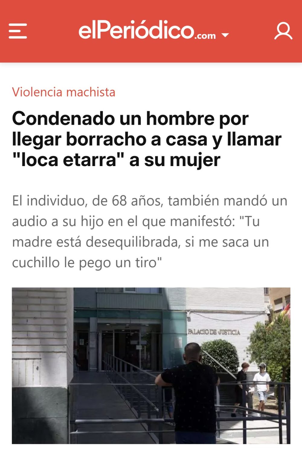El titular: "condenado por llamar loca etarra a su mujer"
