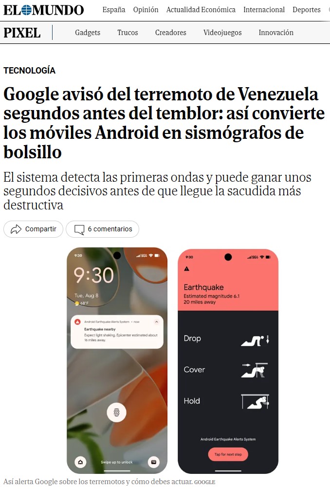 Google avisó del terremoto en Venezuela segundos antes de que se iniciase.
