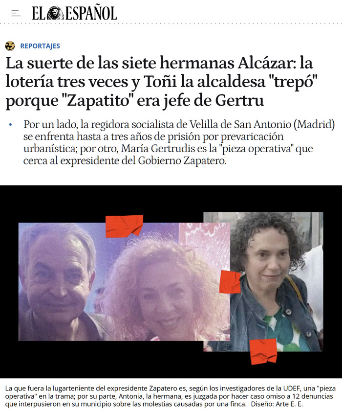 A la familia de la secretaria de Zapatero le ha tocado la lotería tres veces. Tres.