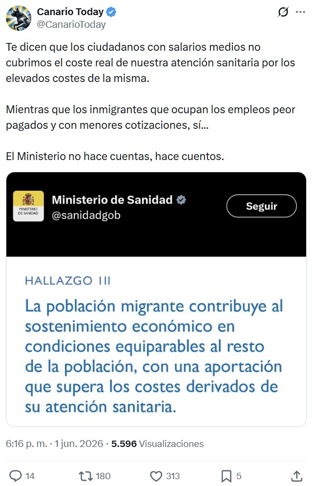 El Ministerio de Sanidad publica un estudio del que extraen que los extranjeros usan menos la sanidad pública y... el estudio dice lo contrario.