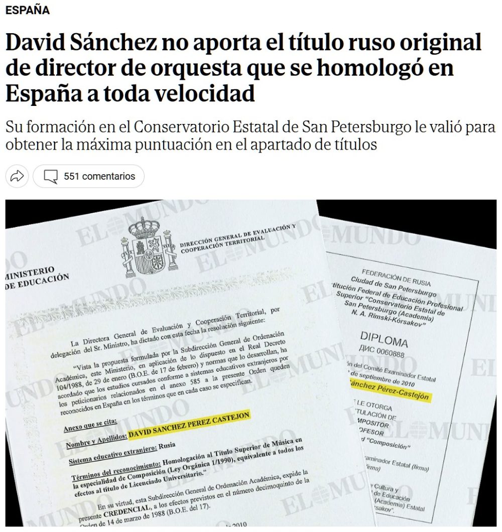 Se está poniendo en duda la autenticidad del título que homologó el hermano de Pedro Sánchez...