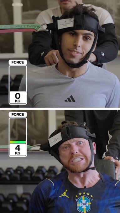 La diferencia de resistencia en el cuello entre un piloto de F1 (Gabriel Bortoleto) y una persona normal (el youtuber Behzinga).