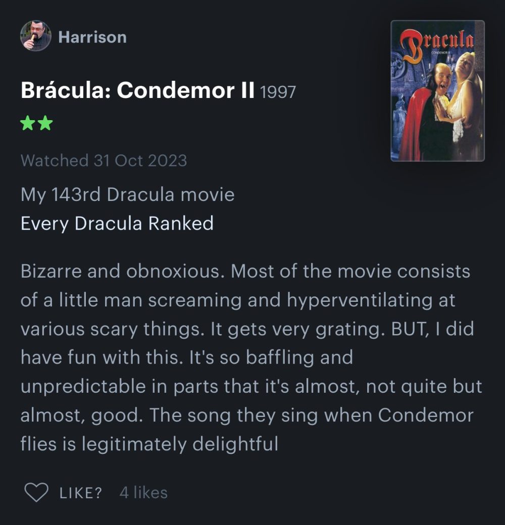 No paro de pensar en el tío que se ha visto todas las pelis basadas en Drácula, y un día le da por ponerse Brácula de Chiquito de la Calzada.