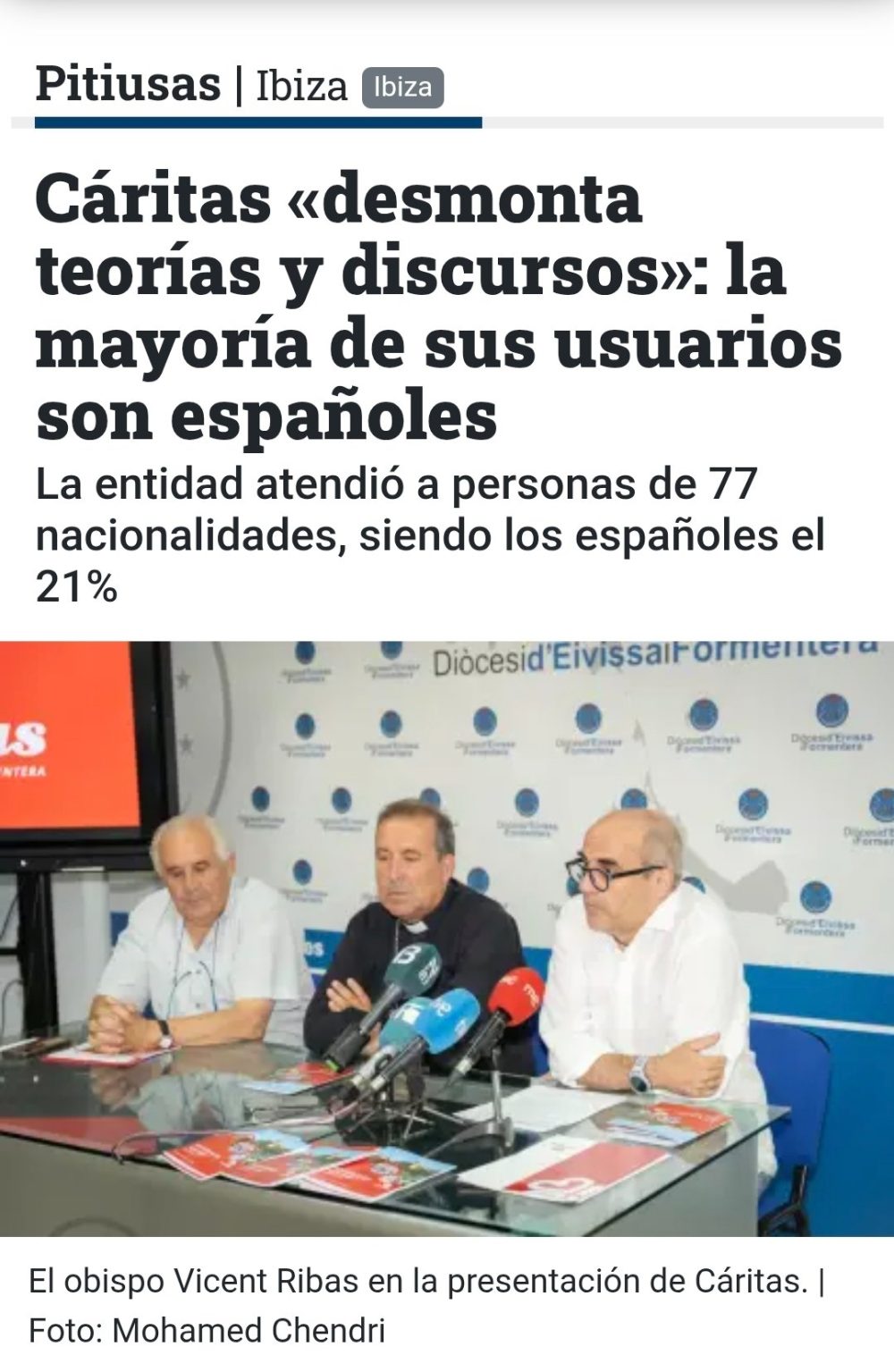 Cáritas desmonta teorías y discursos confirmando que... destina el 80% de los recursos a la atención de extranjeros.