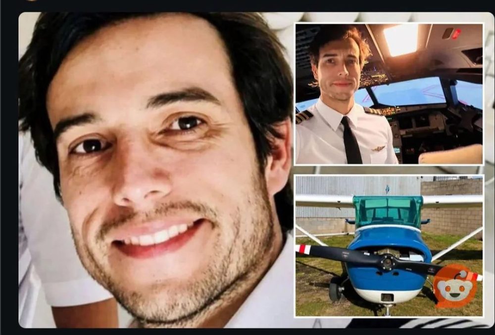Este hombre es Leandro Bertazzo, instructor de vuelo. El pasado fin de semana, mientras volaba en un Cessna C-150 sobre Toledo, Argentina, se lanzó desde la aeronave en pleno vuelo.
