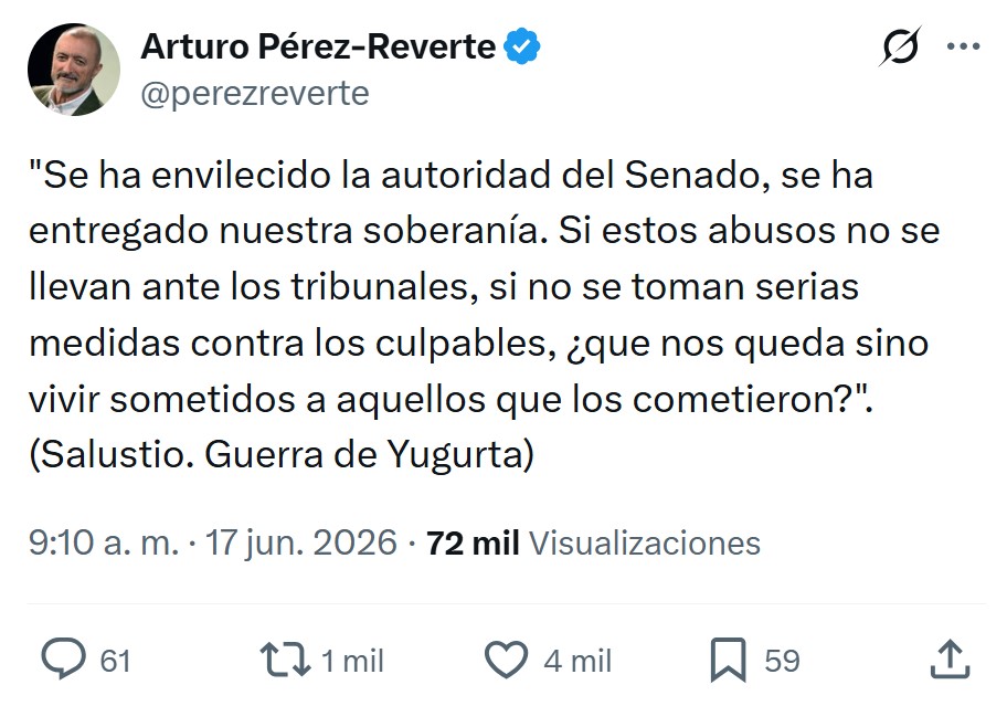 Pérez-Reverte y sus citas "fuera de contexto" en Twitter.