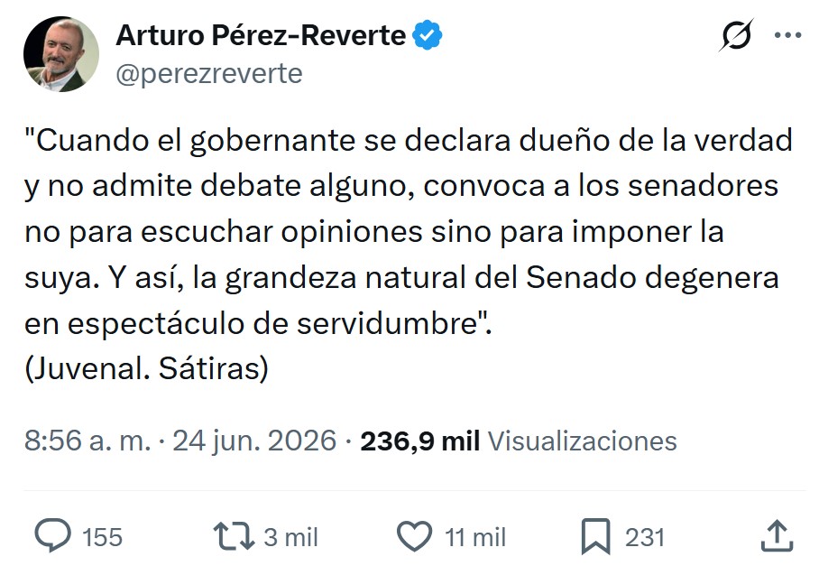 Pérez-Reverte y sus citas "fuera de contexto" en Twitter.