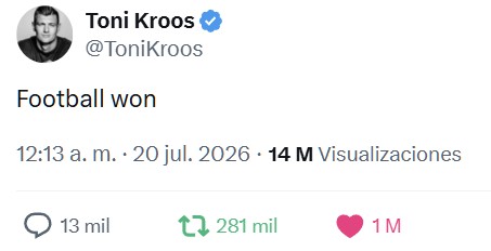 Toni Kroos: "Ganó el fútbol".