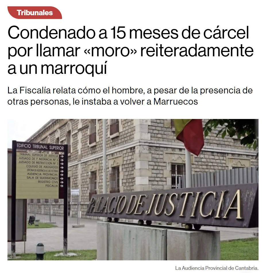 Condenado a 15 meses de prisión el cliente de un bar por llamar "moro" reiteradamente y decirle que se vaya a su país a un camarero de origen marroquí.