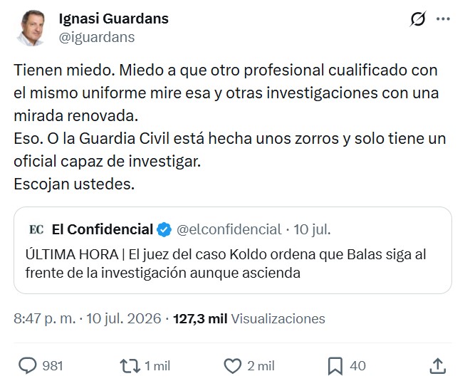 El Juez del caso Koldo ordena que Balas siga con la investigación.