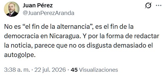 En España tenemos "extrema derecha, ultras, fascismo", pero cuando un socialista da un golpe de estado y se convierte en dictador, RTVE habla de "Fin de la alternancia".