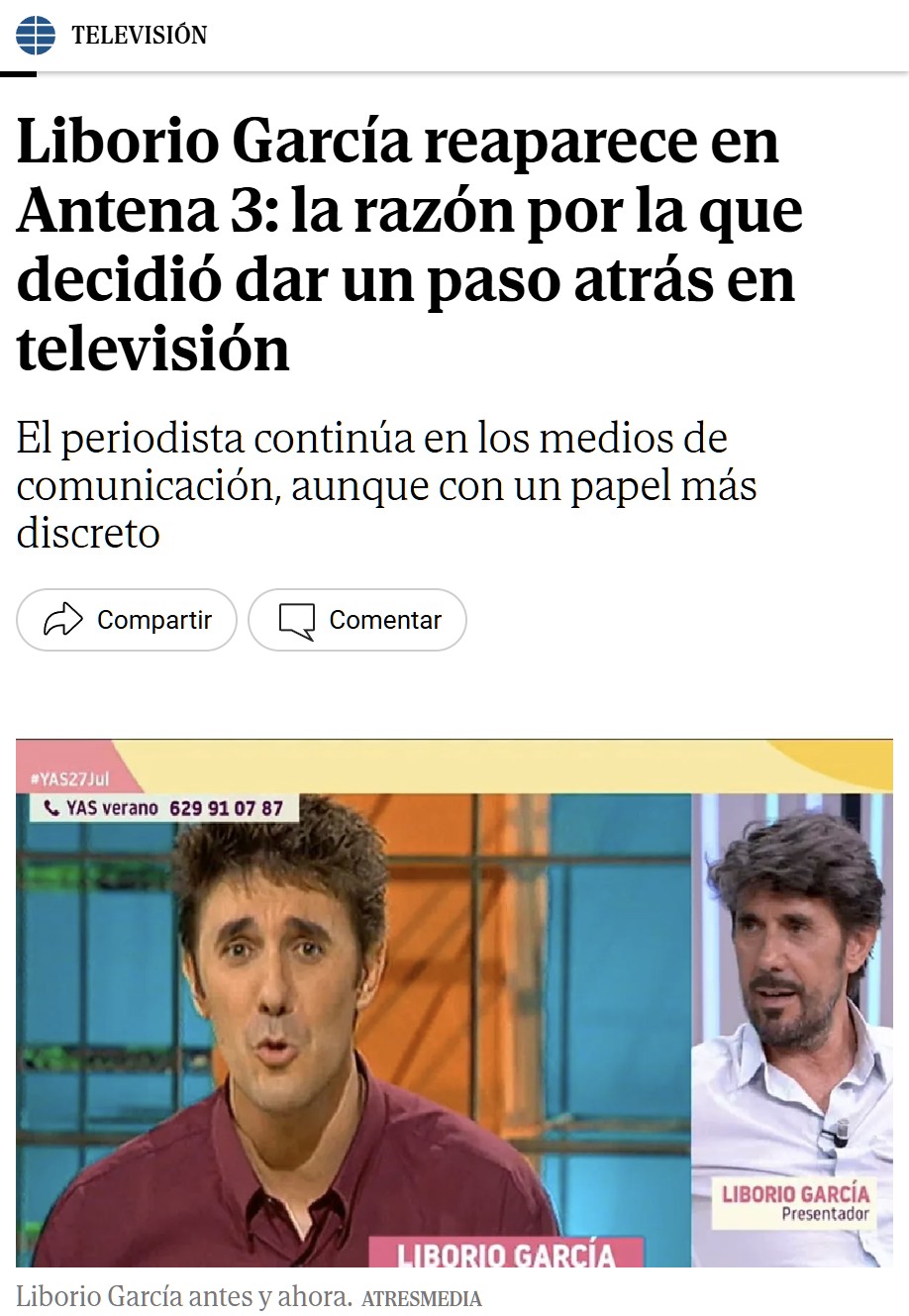 Ayer estuvo Liborio Garcia en un conocido programa de televisión.