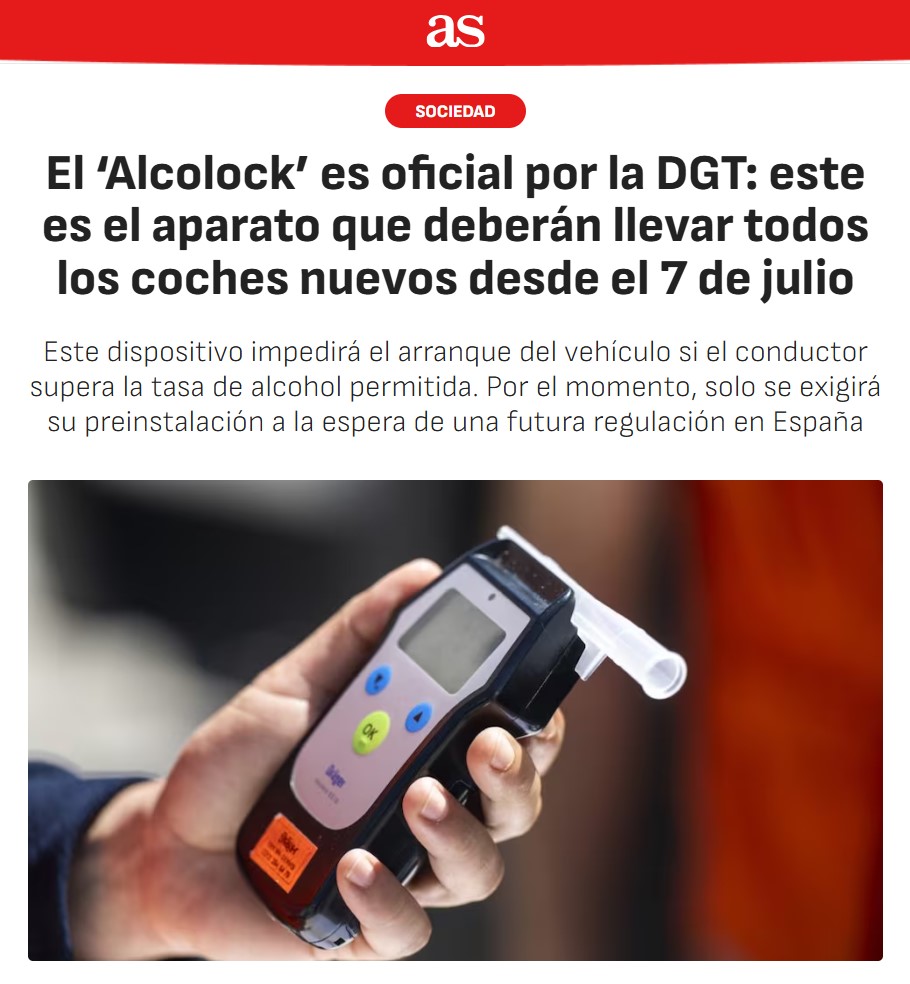 Ha entrado en vigor una nueva normativa europea de Seguridad Vial: todos los coches de nueva matriculación deberán incorporar la preinstalación del ‘alcolock’, un sistema que permite conectar un alcoholímetro antiarranque.