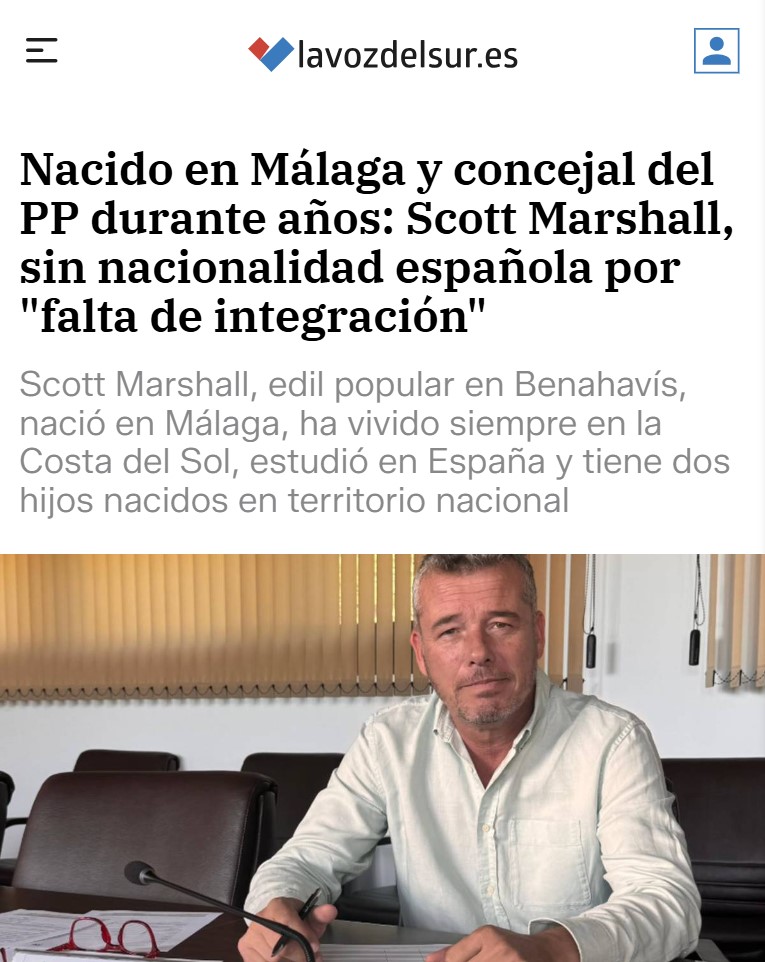 Deniegan nacionalidad concejal del PP, por falta integración en la sociedad española.