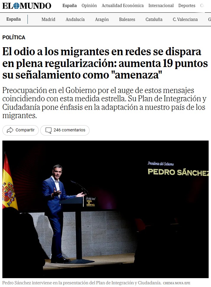 El odio a los migrantes en redes se dispara en plena regularización: aumenta 19 puntos su señalamiento como "amenaza"