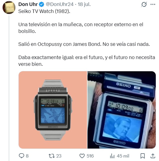 Entre 1980 y 2000, los japoneses decidieron que el reloj podía ser cualquier cosa: televisión, cámara, mando a distancia, tensiómetro, ordenador.