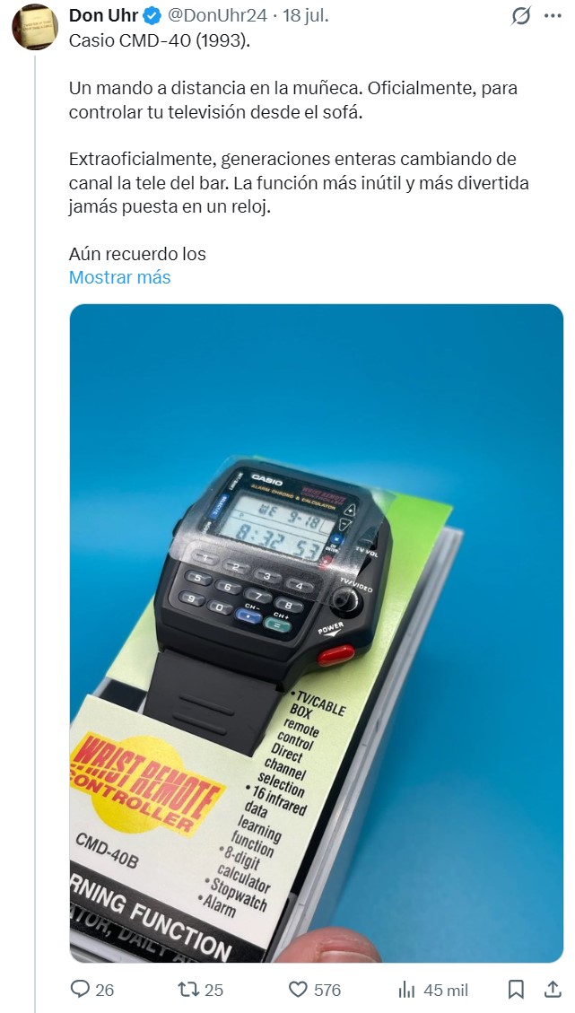 Entre 1980 y 2000, los japoneses decidieron que el reloj podía ser cualquier cosa: televisión, cámara, mando a distancia, tensiómetro, ordenador.