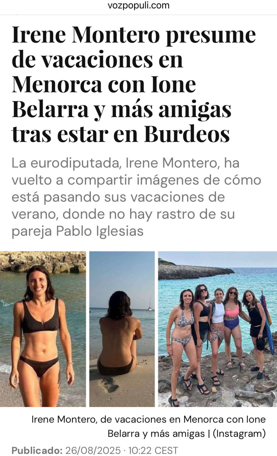 Haz lo que yo diga. No lo que yo hago: Irene Montero está muy cabreada con la turistificación de Mallorca.