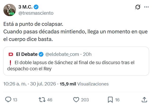 El doble lapsus de Sánchez al final de su discurso tras el despacho con el Rey.