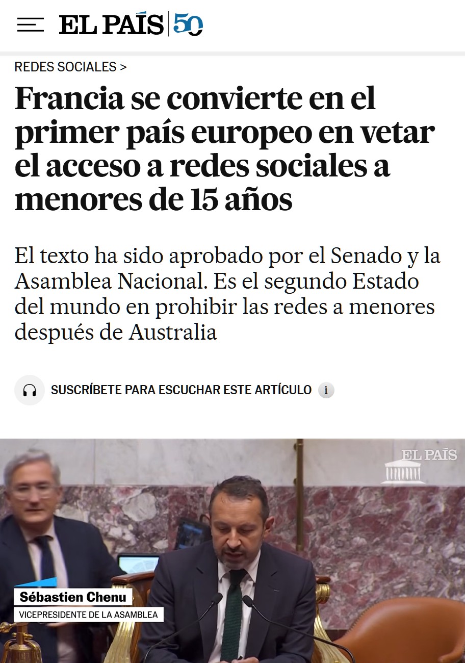 Los niños franceses no podrán acceder a las redes sociales hasta los 15 años.
