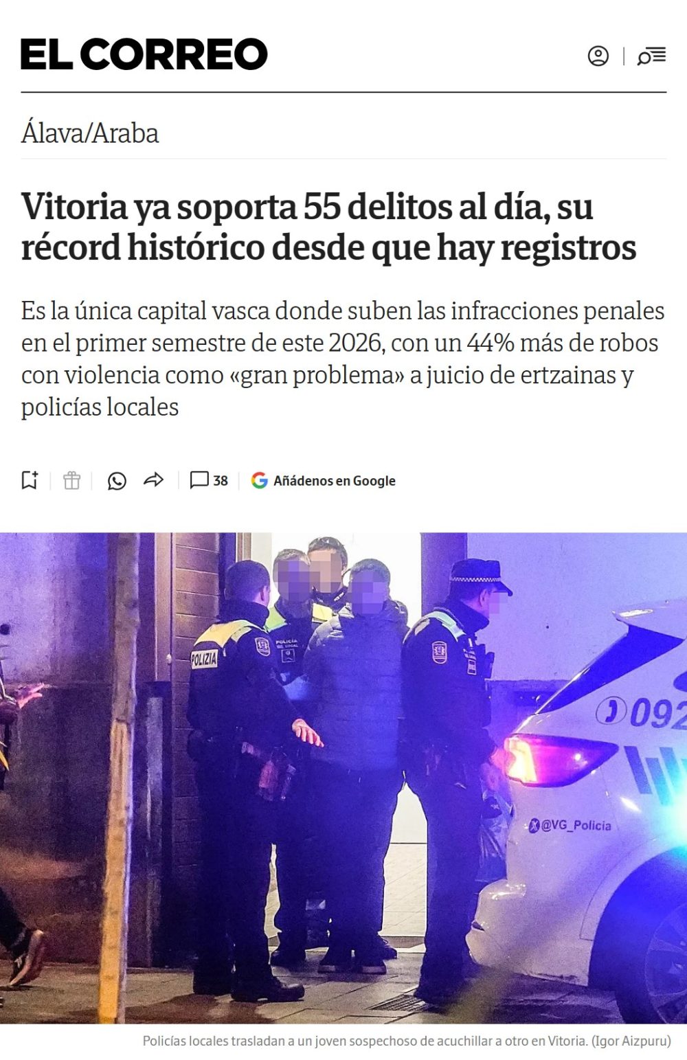 A los vitorianos nos ha dado de repente por delinquir.