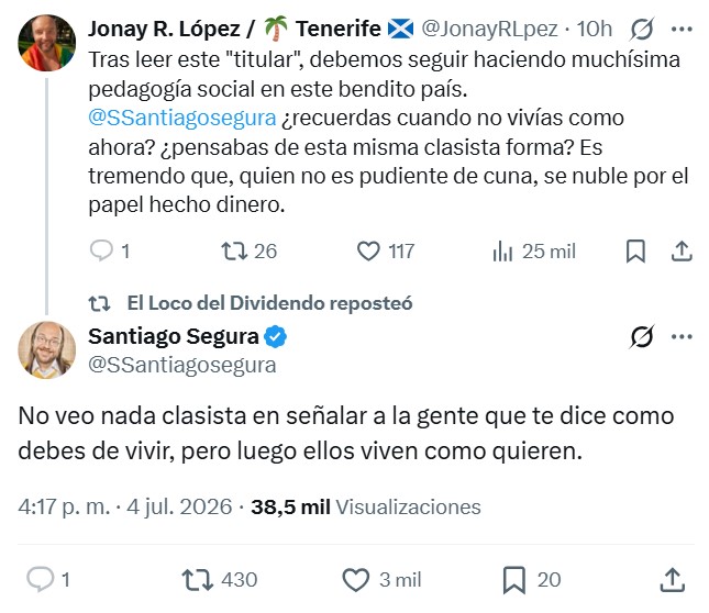 Santiago Segura señala a los pijo-progres que te piden que aceptes los frutos de la ideología que ellos no sufren desde su adosado de 1,5 millones.