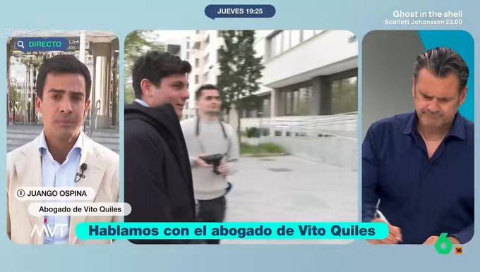 El abogado de Vito Quiles, Juango Ospina, dice que el letrado de la Administración de Justicia y tres funcionarios le han dicho que no aceptaban la personación porque "querían" su detención. Y añade que lo tiene todo grabado "en vídeo y audio"