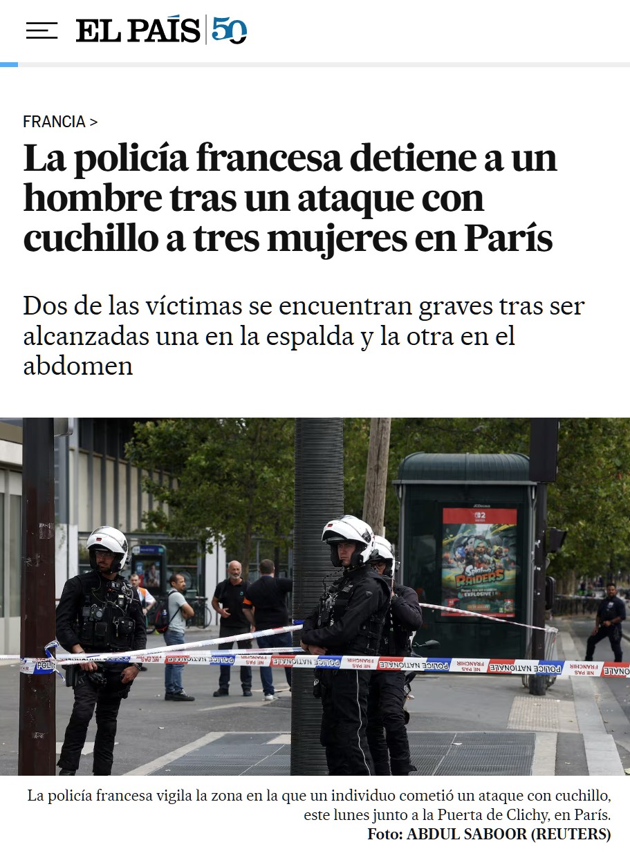 Tres mujeres son apuñaIadas en un ataque con cuchillo en París: “Fue Alá quien me ordenó hacerlo”