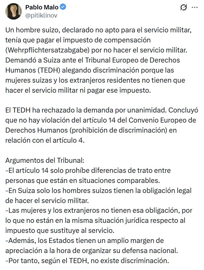 El Tribunal Europeo de Derechos Humanos se salta la igualdad entre sexos.
