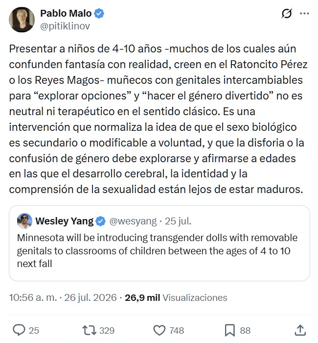 Minnesota introducirá muñecas transgénero con genitaIes intercambiables en aulas de niños entre las edades de 4 a 10 el próximo otoño.