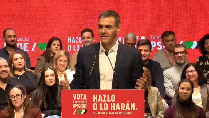 Pedro Sánchez en 2025: "Es importante que el 21 de diciembre Miguel Ángel Gallardo sea el presidente de Extremadura"