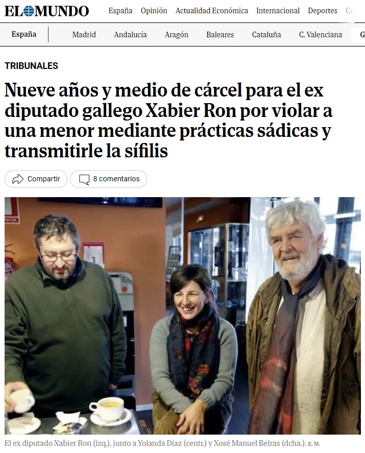 Condenado a nueve años un exdiputado de Yolanda Díaz por agresión sеxual a una menor.