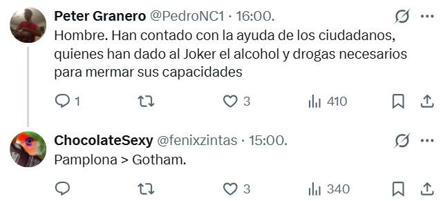 Mientras habláis de Francis, Lamine Yamal, Mikel Merino, Courtois o Fabián, en San Fermín la policía local de Navarra ha conseguido sin ruido y con bastantes menos medios un hito que el mismísimo Batman daba por imposible: detener al malvado Joker.