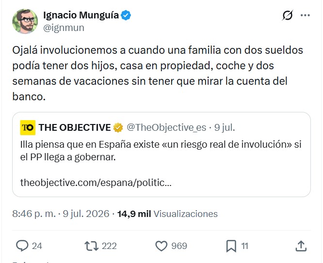 Illa cree que España corre el riesgo de INVOLUCIONAR si el PP llega al gobierno.
