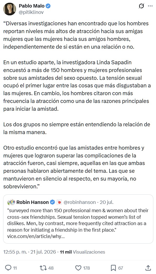 La ciencia confirma lo que todos sabíamos: la amistad entre hombres y mujeres es una quimera.