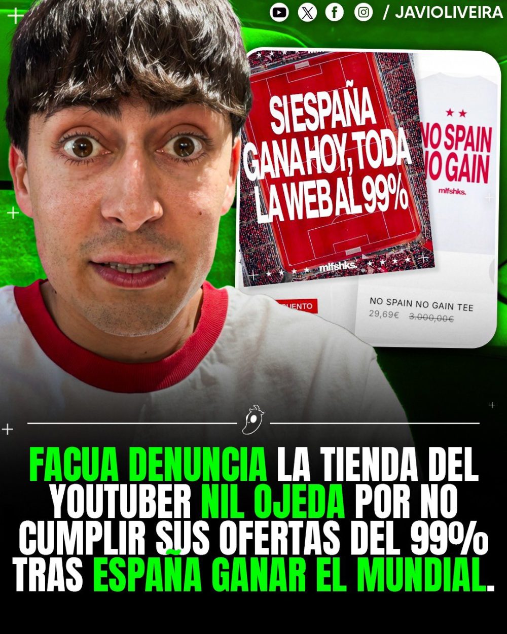 FACUA denuncia a la tienda de Nil Ojeda por publicidad engañosa.