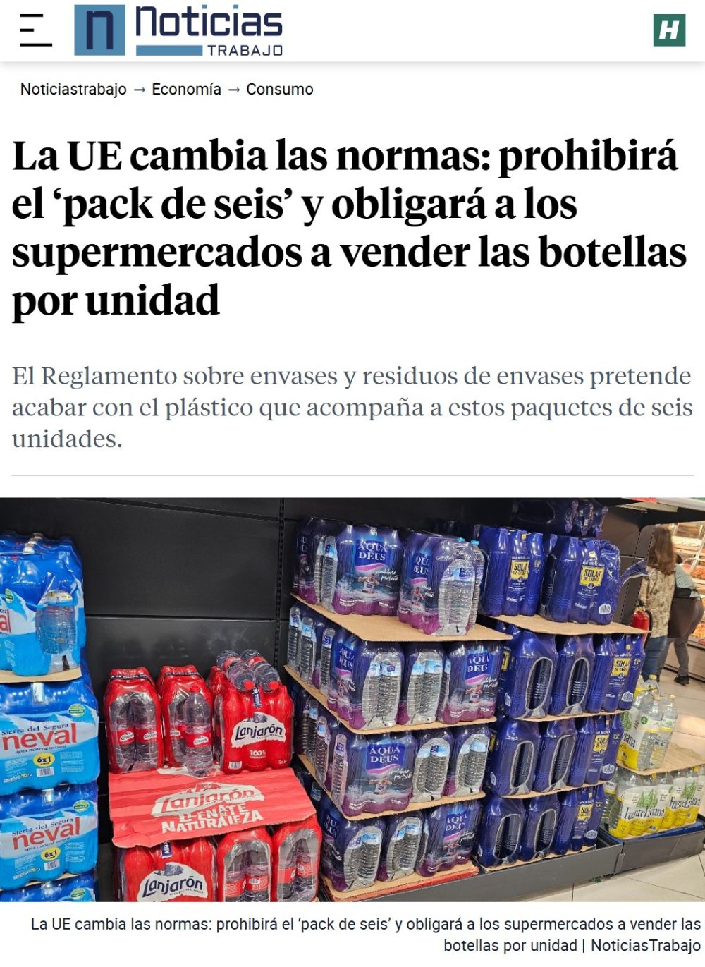 La UE prohíbe los packs de 6 botellas.