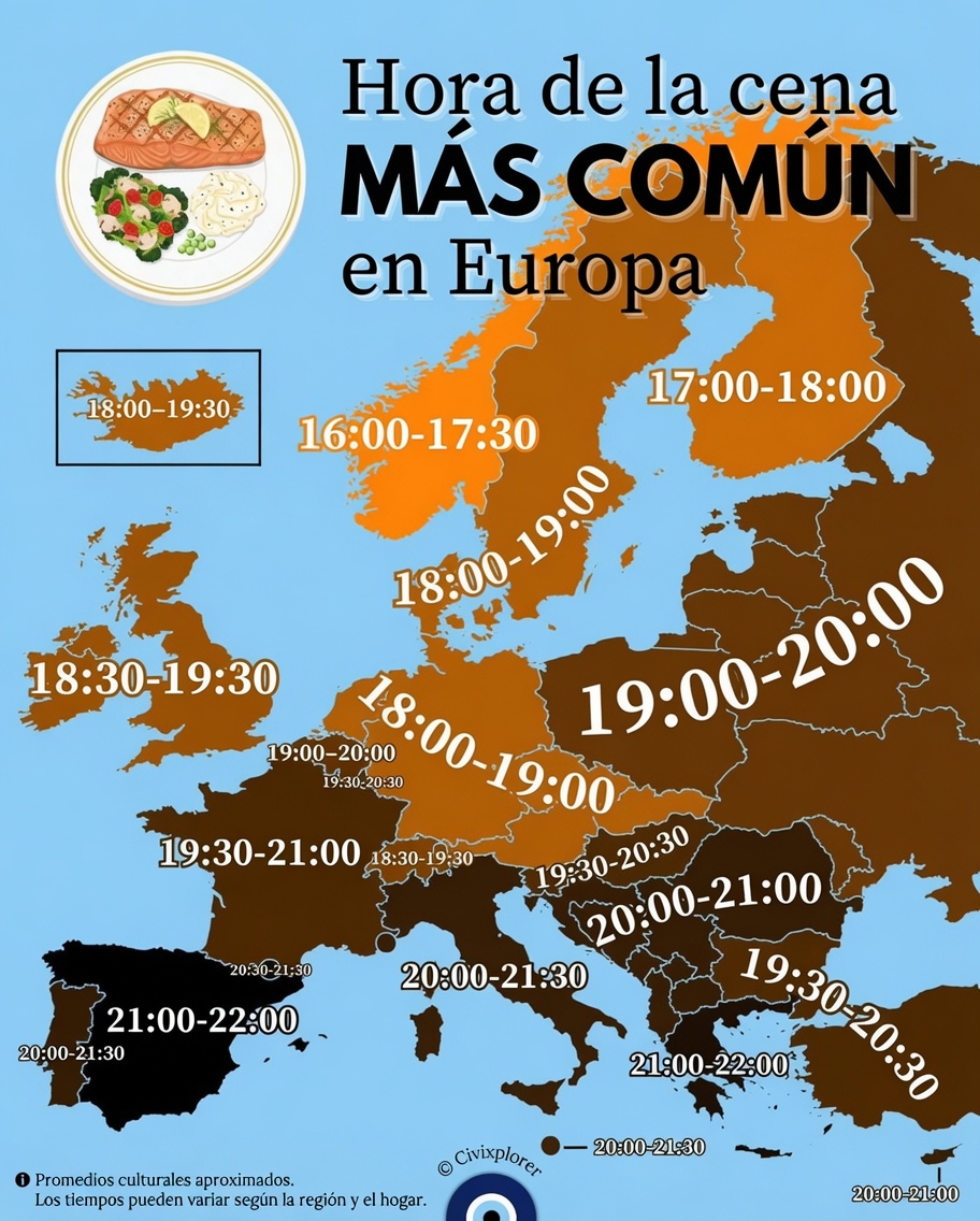Hora más común para comer en Europa.