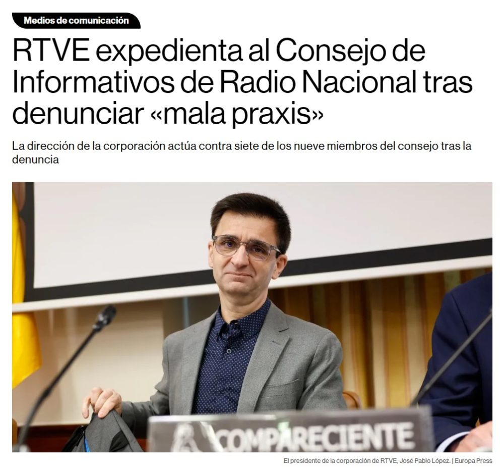 La respuesta de RTVE a las quejas de mala praxis: expediente disciplinario a los que se quejan.