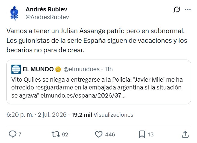 El abogado de Vito Quiles, Juango Ospina, dice que el letrado de la Administración de Justicia y tres funcionarios le han dicho que no aceptaban la personación porque "querían" su detención. Y añade que lo tiene todo grabado "en vídeo y audio"