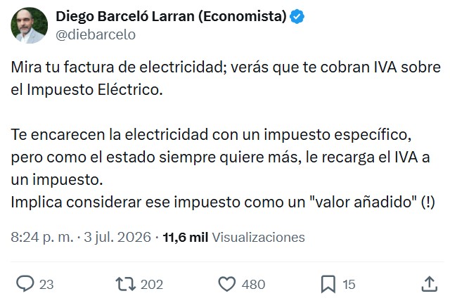¿Sabías que en tu factura de la luz estás pagando IVA sobre los impuestos? Sí, estás pagando impuestos de impuestos.