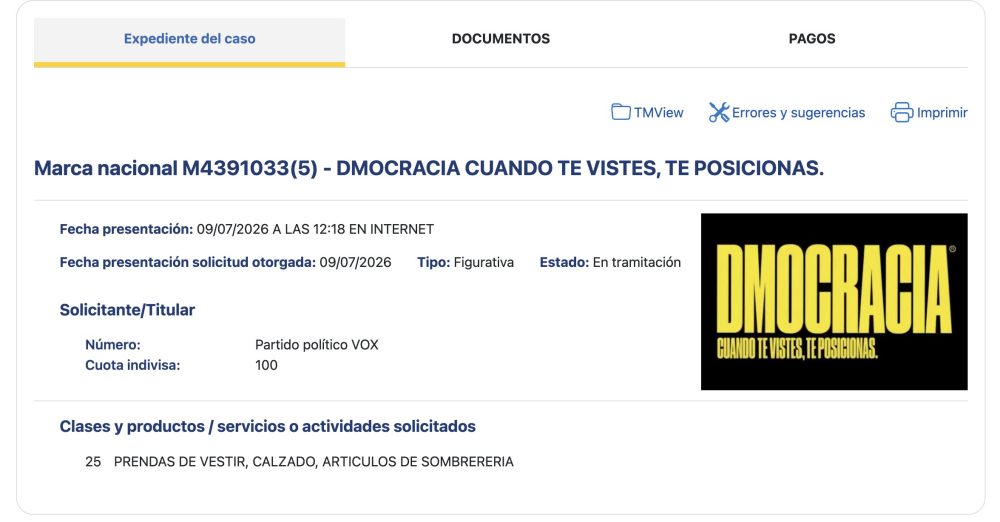 El gobierno se gasta medio millón de euros en una marca de ropa. Adivinad quién ha registrado esa marca.