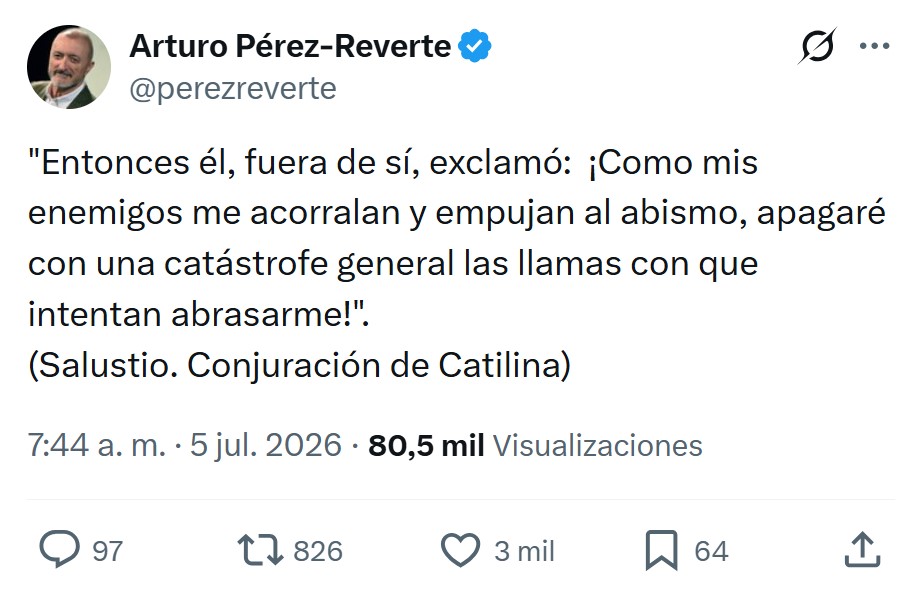 Pérez-Reverte y sus citas "fuera de contexto" en Twitter.