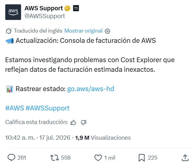 Ayer algo falló en el sistema de facturación de la empresa de servidores más grande del mundo, y a mucha gente le dio un microinfarto al ver que AWS les iba a facturar 1,5 BILLONES de euros.