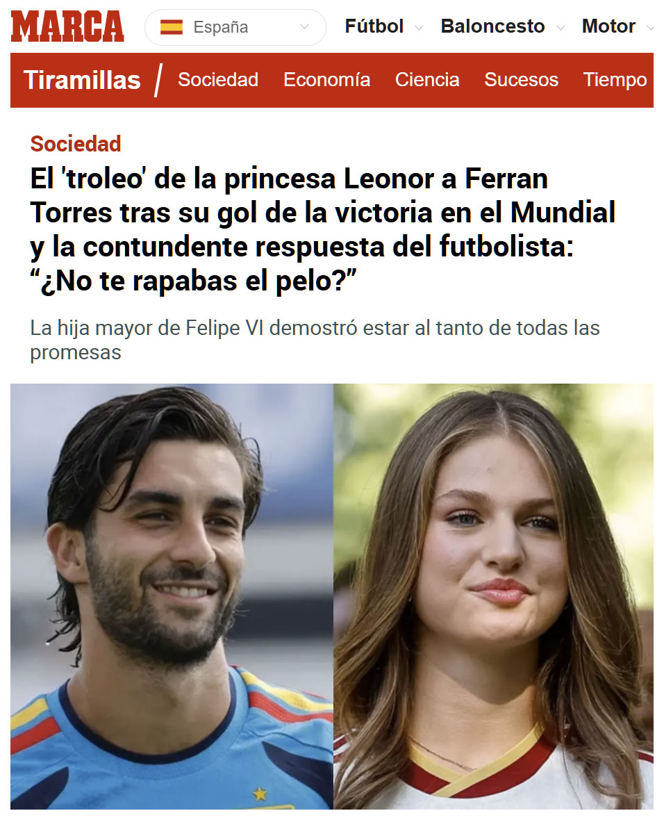 Ferrán ha pasado de estar defenestrado en la selección, a ganar un mundial y que le meta fichas la futura reina de España.