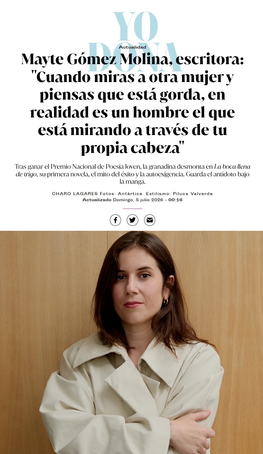 Mayte te llama “gorda”, pero no lo dice ella: es el hombre que se ha metido en su cabeza.
