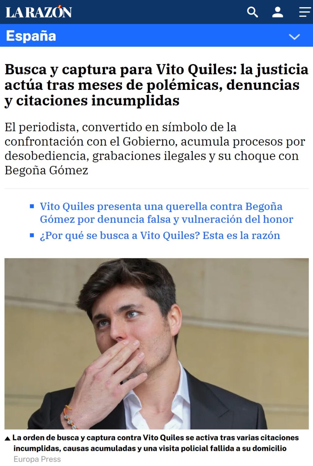 Vito Quiles está en busca y captura.