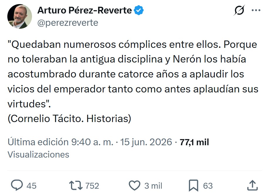 Pérez-Reverte y sus citas "fuera de contexto" en Twitter.