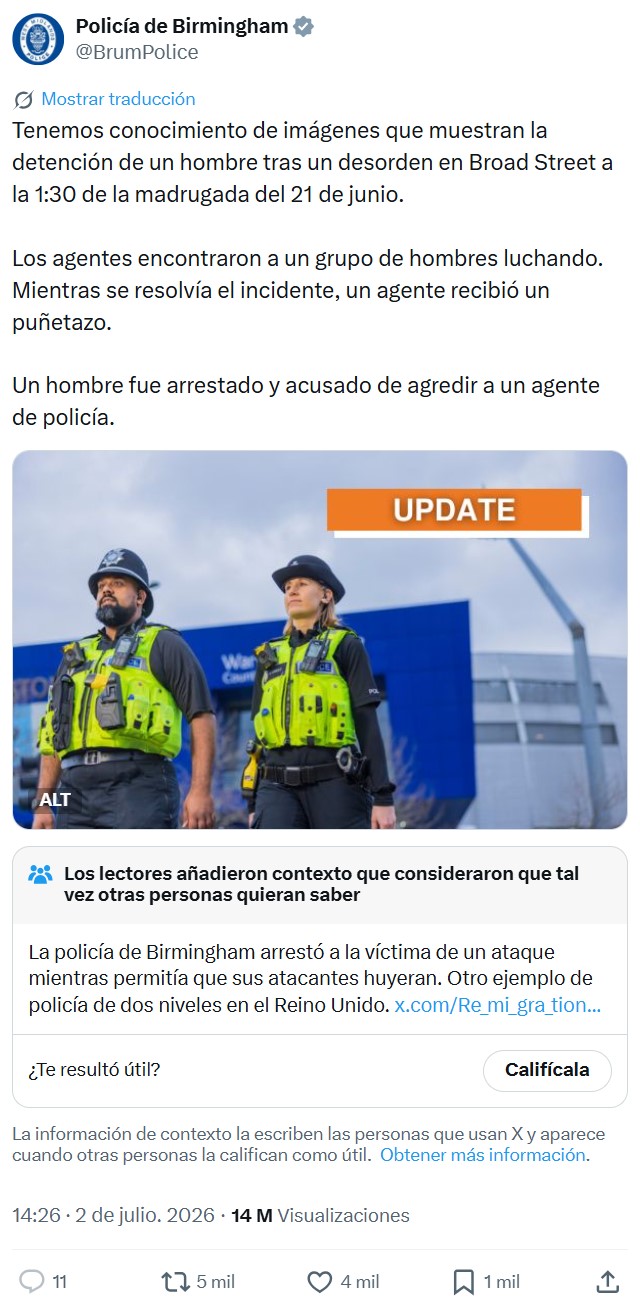 Esta frase no es clickbait: La policía de Birmingham no quiere que veas este vídeo.
