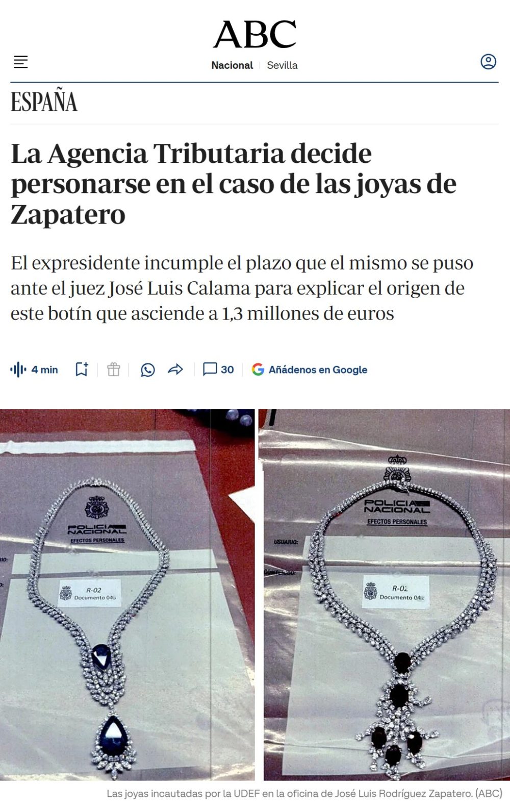 La Agencia Tributaria se persona en el caso de las joyas de ZP.